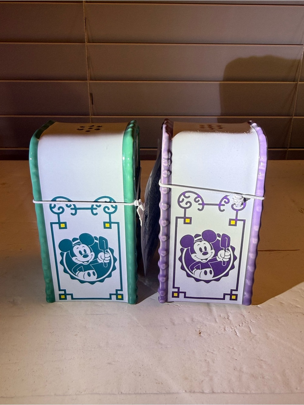 Disney Salt and Pepper Trash Cans Blue and Purple NWT - Picture 2 of 2
